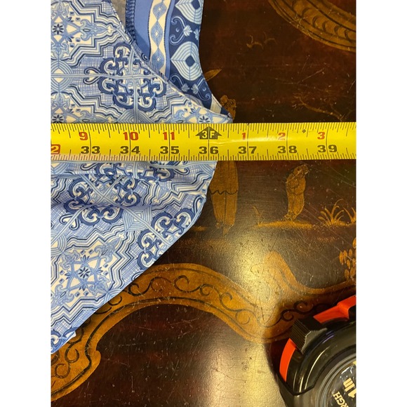 Cabana Life Blue White Tile Print UPF 50+ Shift Dress Beach Preppy Resortwear L - Picture 9 of 14